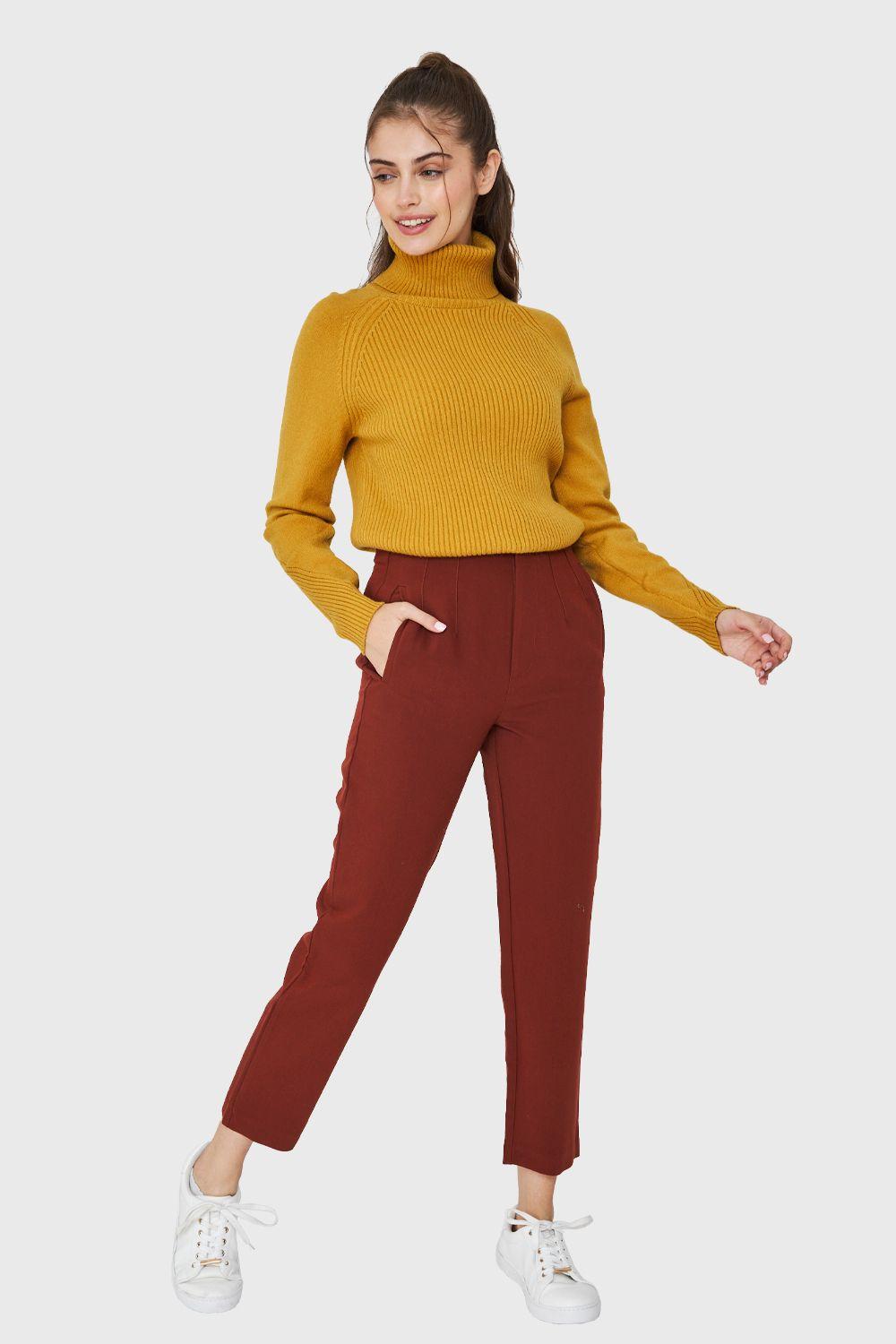 Sweater Beatle Acanalado Mostaza Nicopoly-1