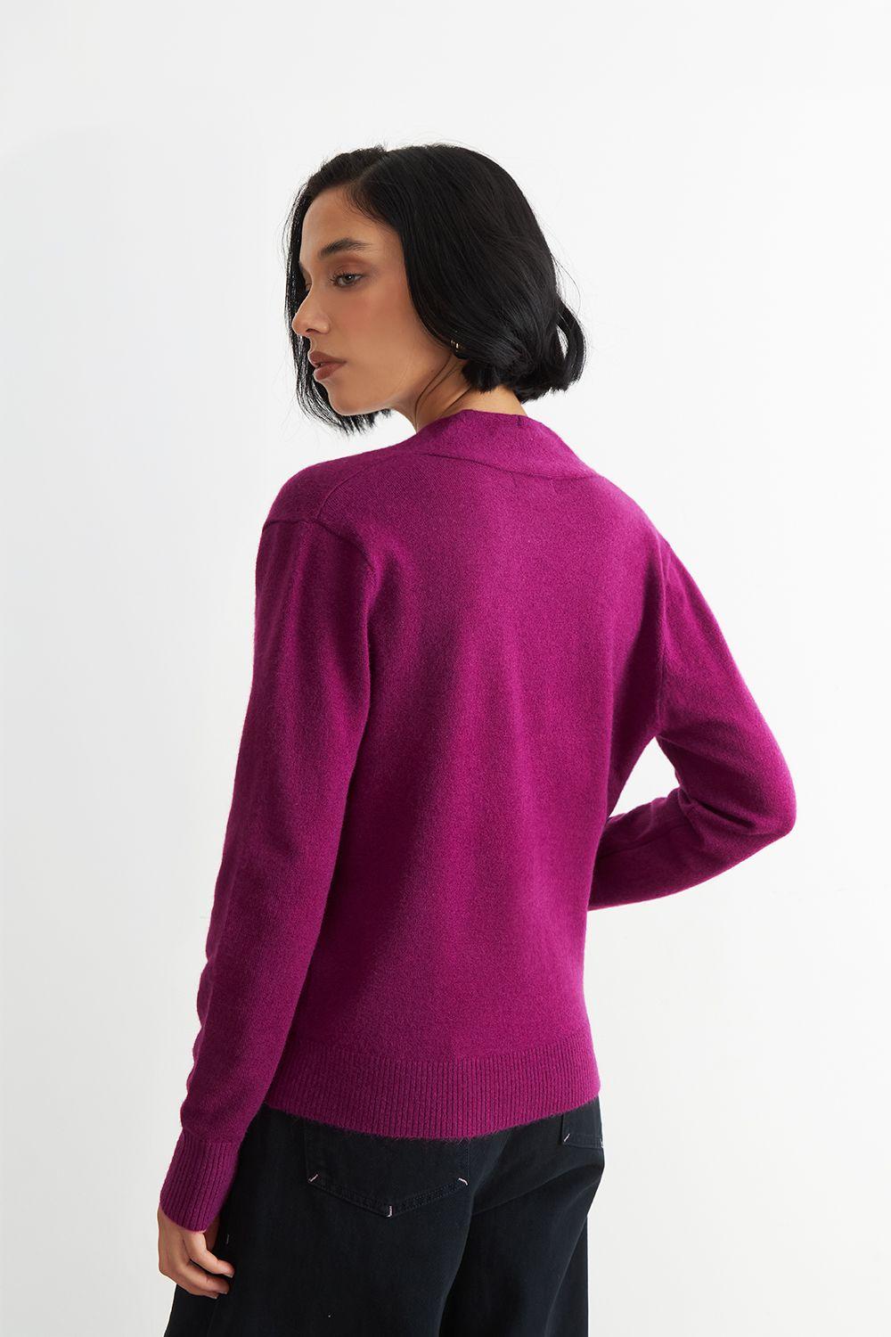 Sweater Cruzado con Botones Morado Nicopoly-2