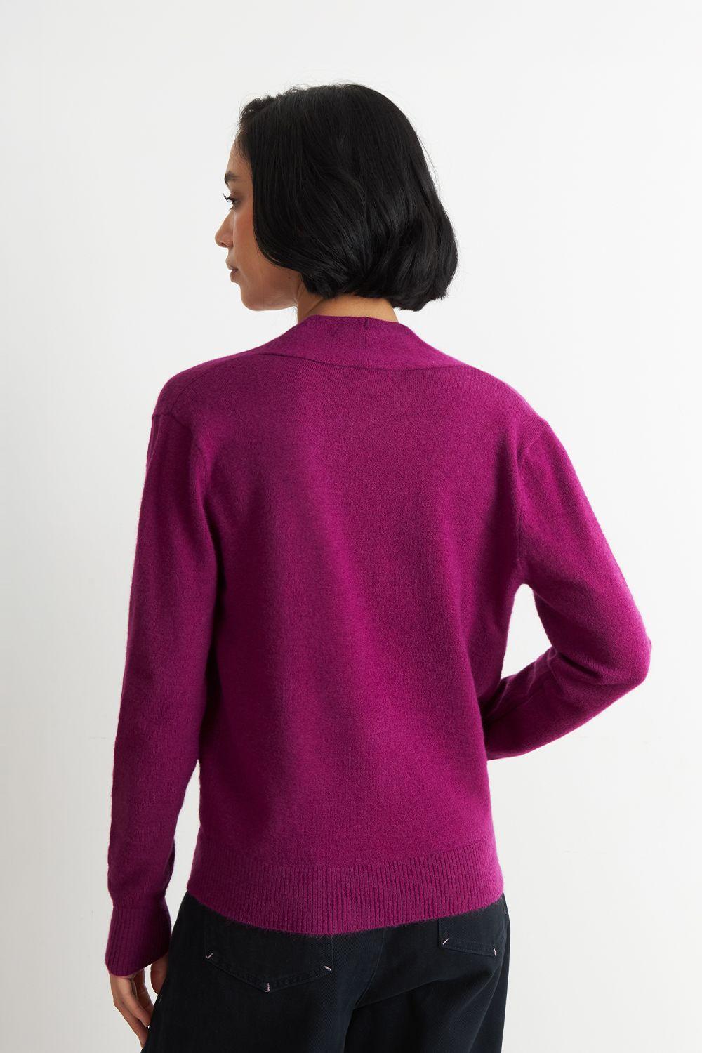 Sweater Cruzado con Botones Morado Nicopoly-3