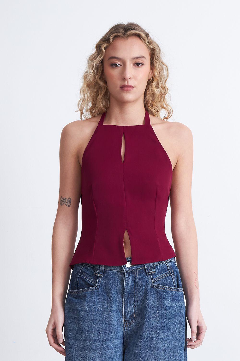 Top Halter Abertura Burdeo Nicopoly-5