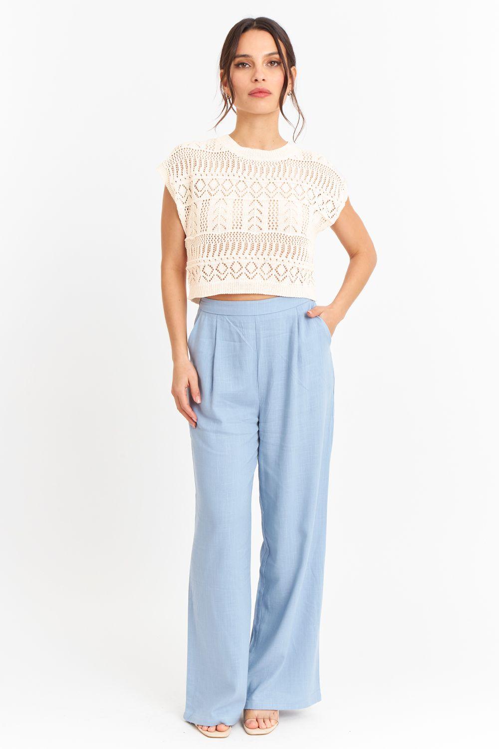 Polera Tejida Fantasia Blanco Nicopoly-1