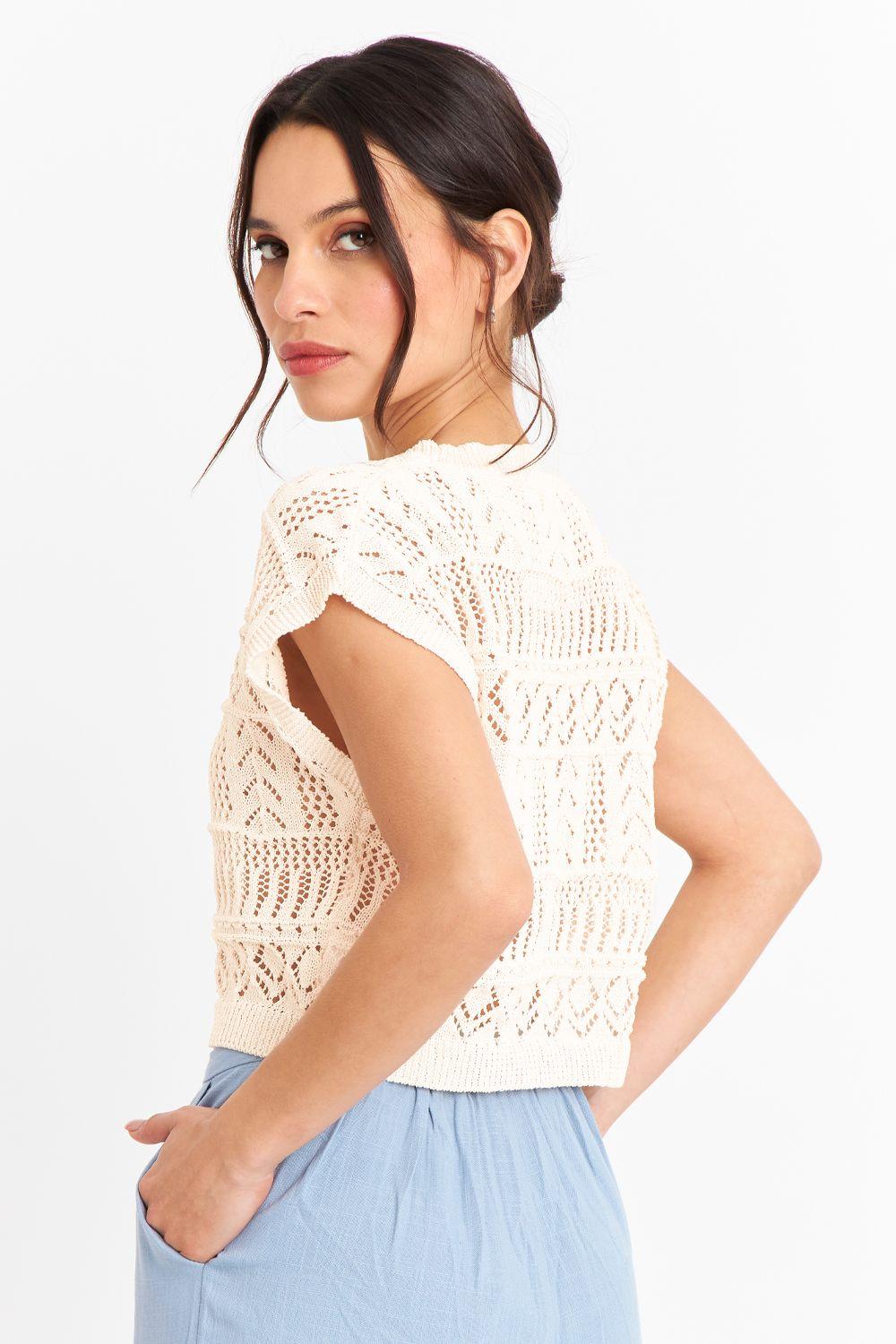 Polera Tejida Fantasia Blanco Nicopoly-3
