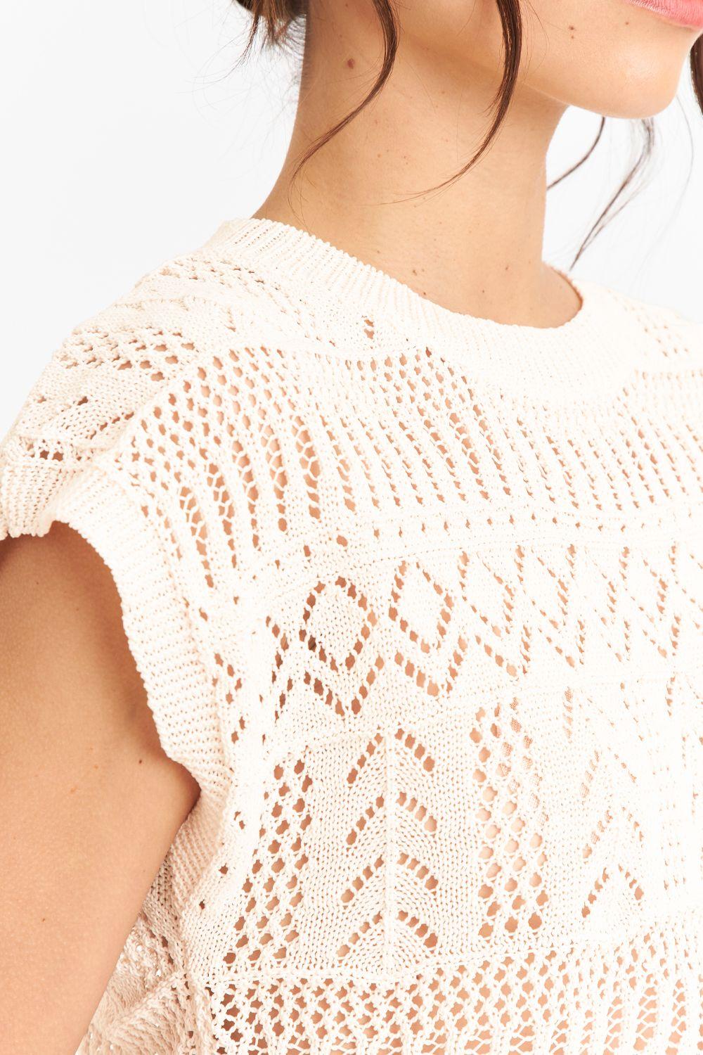 Polera Tejida Fantasia Blanco Nicopoly-5