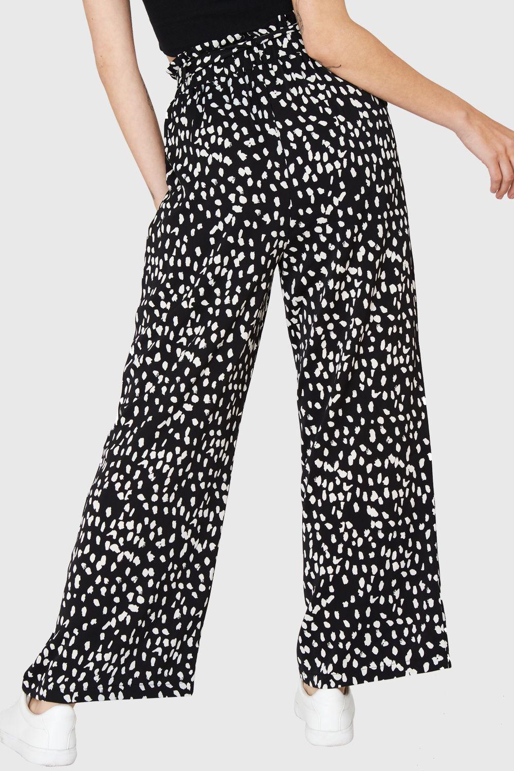 Pantalón Palazzo Lunares Negro Nicopoly-3