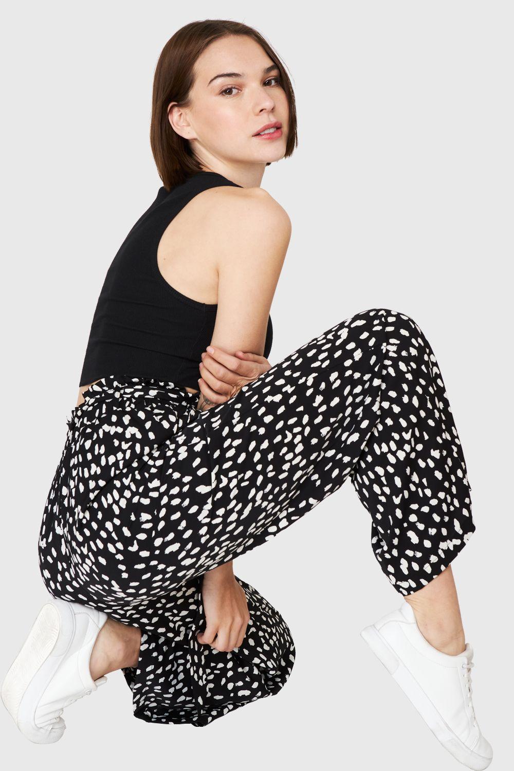 Pantalón Palazzo Lunares Negro Nicopoly-2