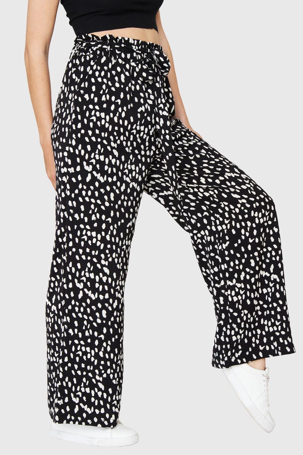Pantalón Palazzo Lunares Negro Nicopoly-4