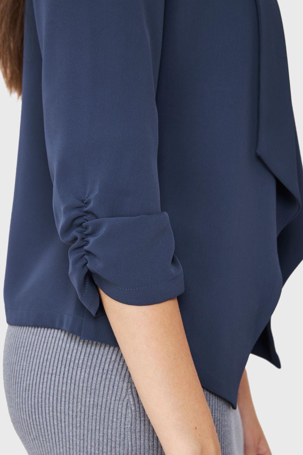 Blazer Mangas 3/4 Solapa Azul Acero Nicopoly-5