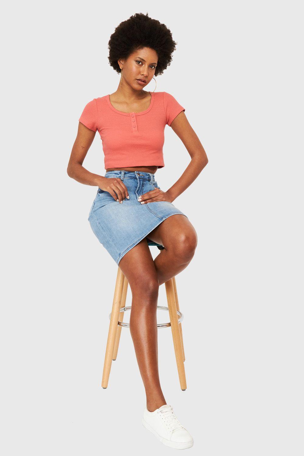 Crop Top Básico Botones Coral Nicopoly-1