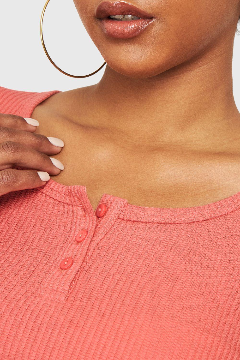 Crop Top Básico Botones Coral Nicopoly-5