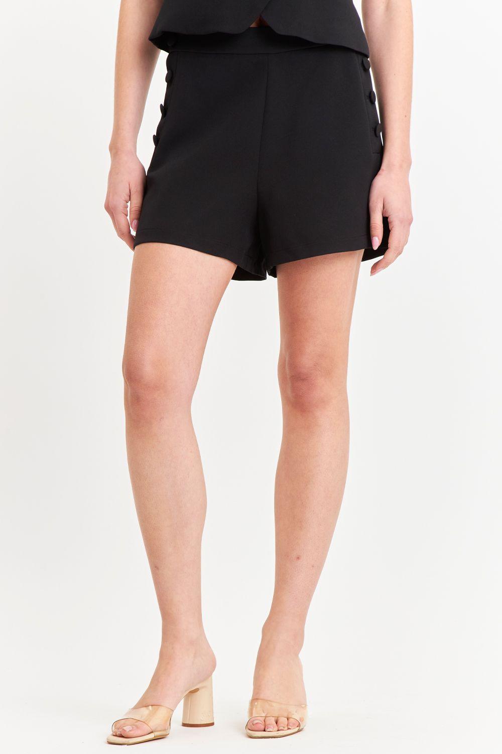 Short con Botones Delanteros Negro Nicopoly-4
