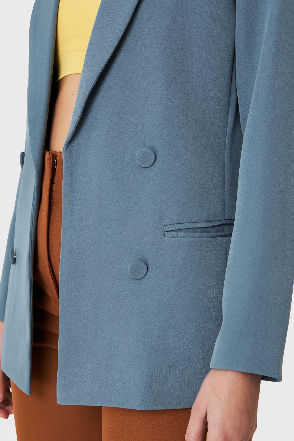 Blazer Botones Decorativos Celeste Nicopoly-5