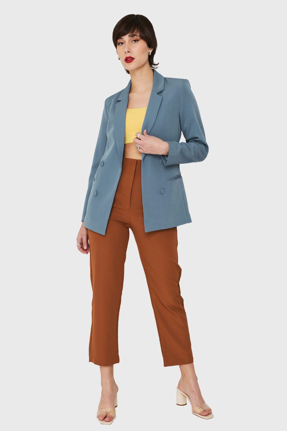 Blazer Botones Decorativos Celeste Nicopoly-1