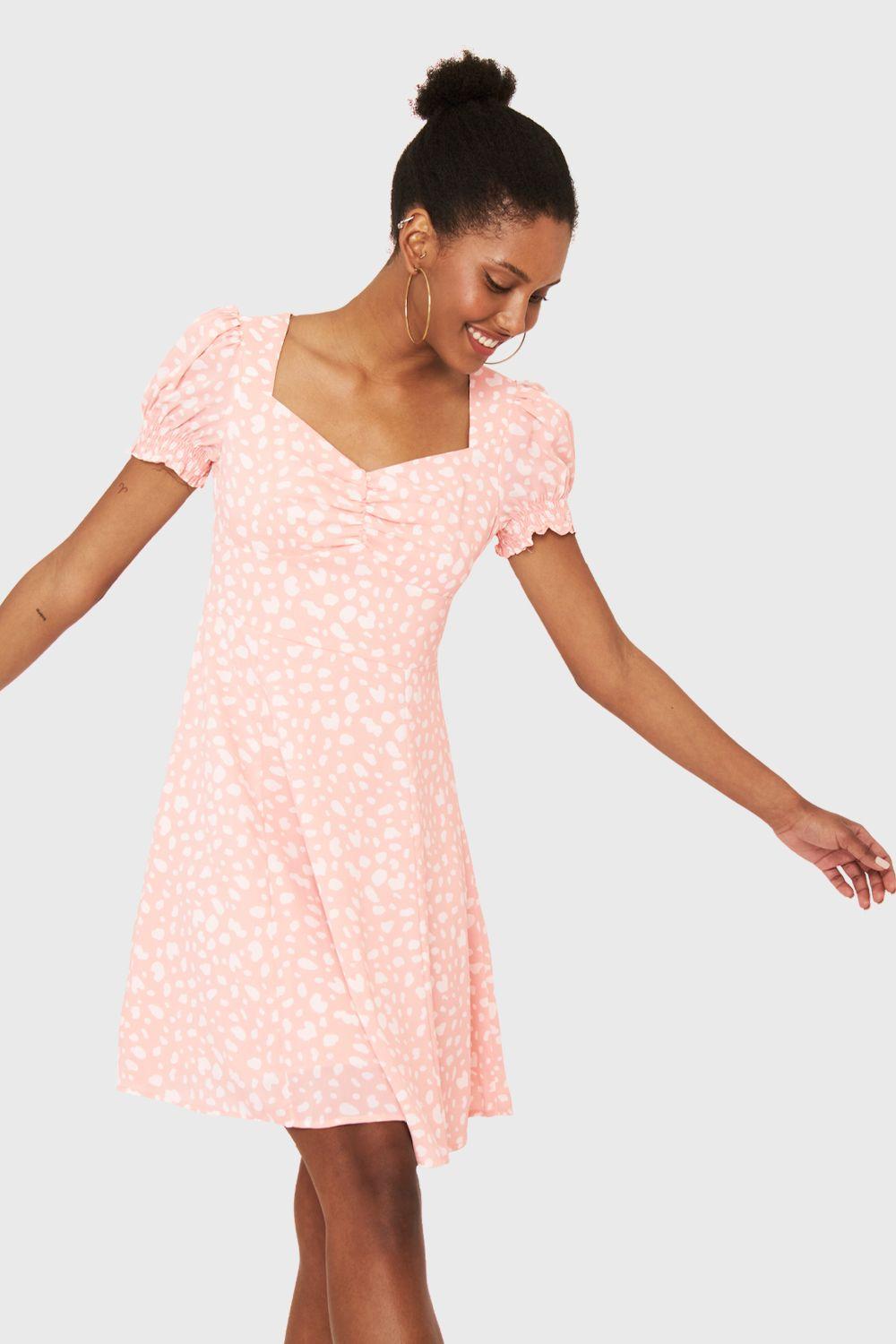 Vestido Corto Print Dálmata Rosado Nicopoly-4