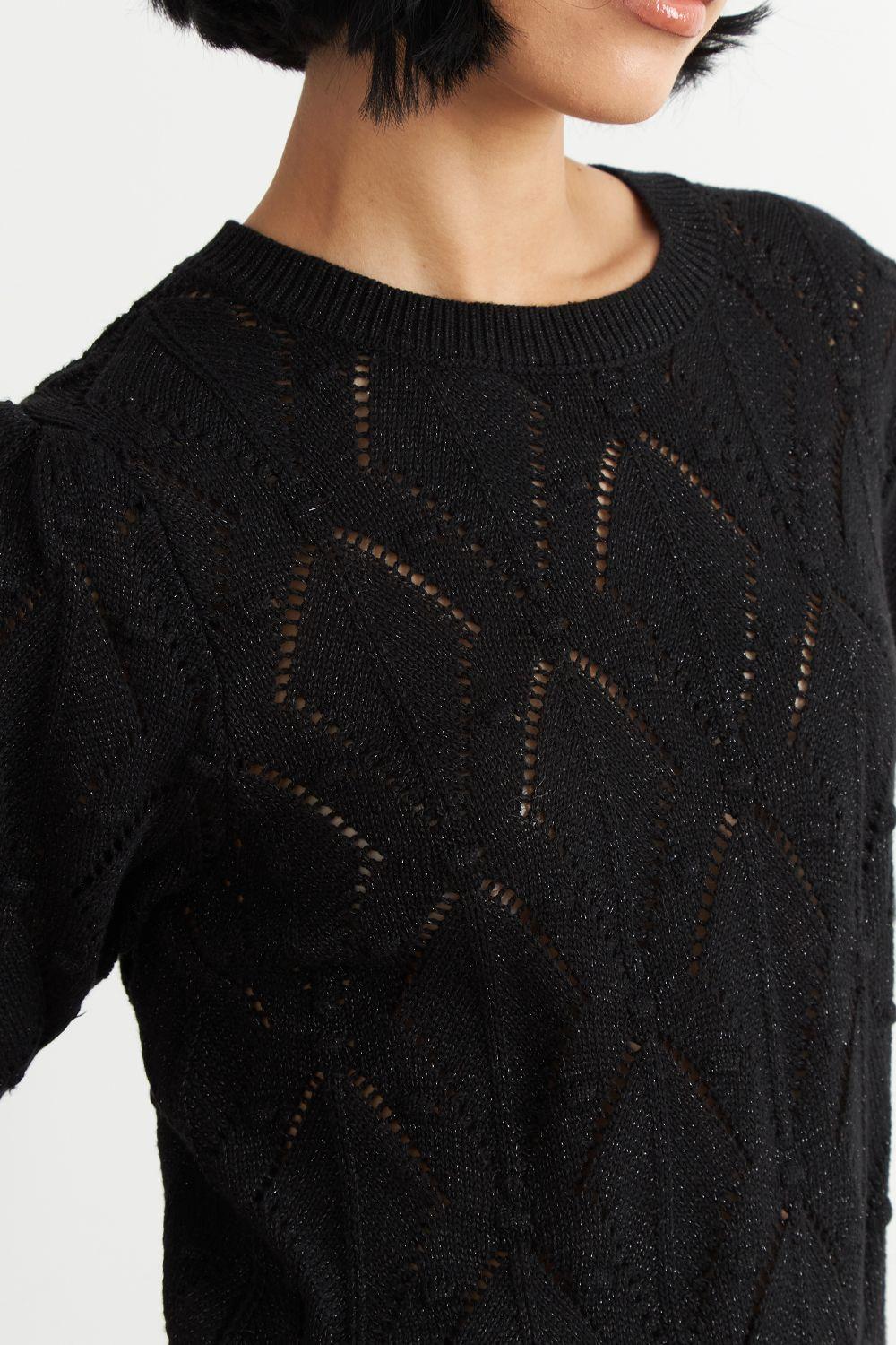 Polera Manga Corta de Hilo Negro Nicopoly-5