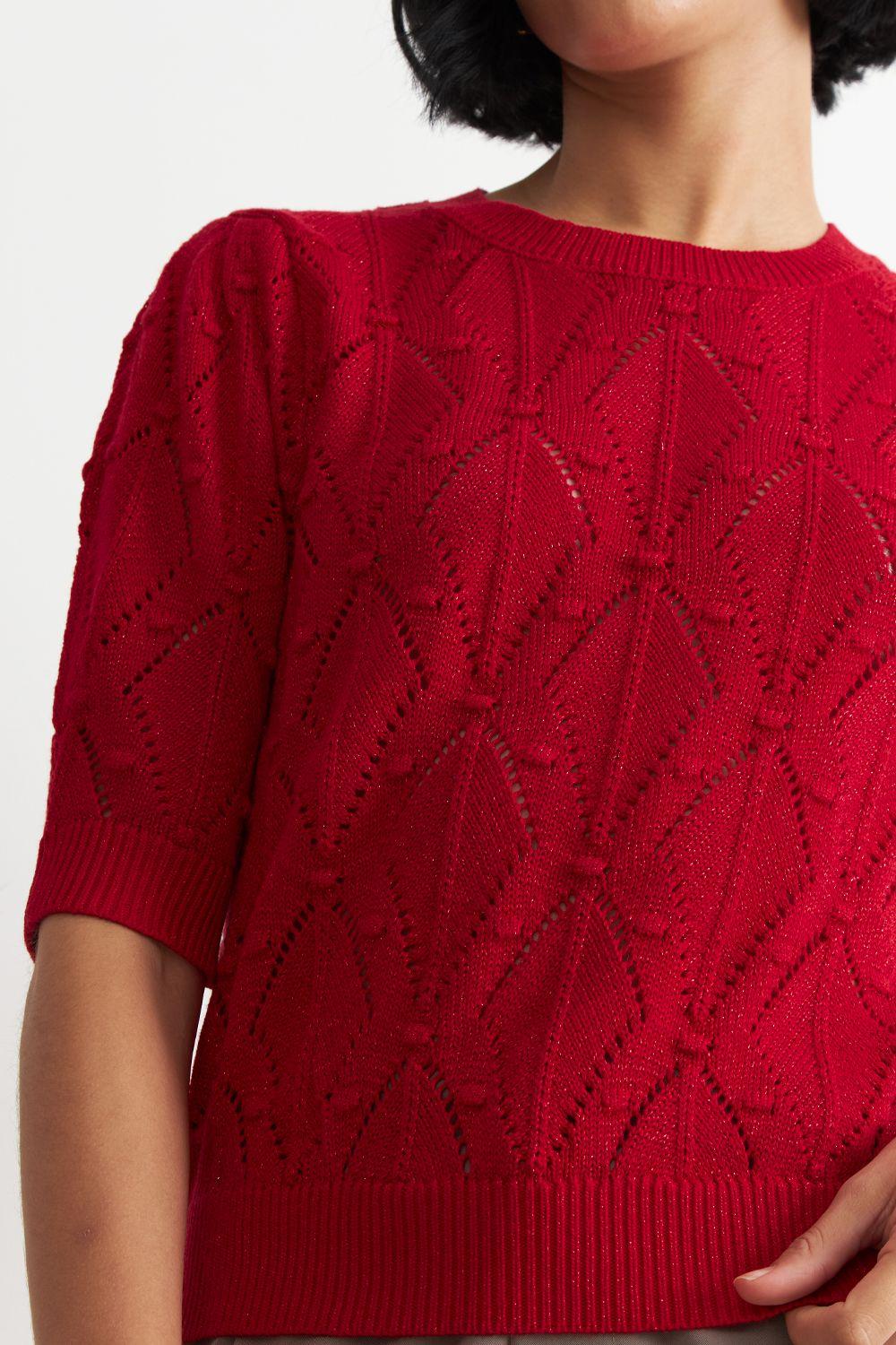 Polera Manga Corta de Hilo Rojo Nicopoly-5