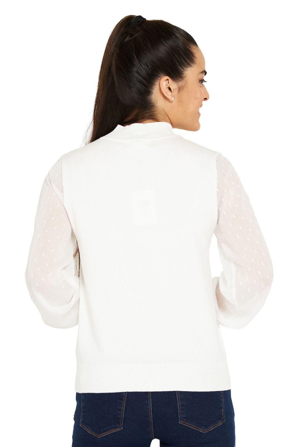 Sweater Manga Brillos Blanco Nicopoly-3