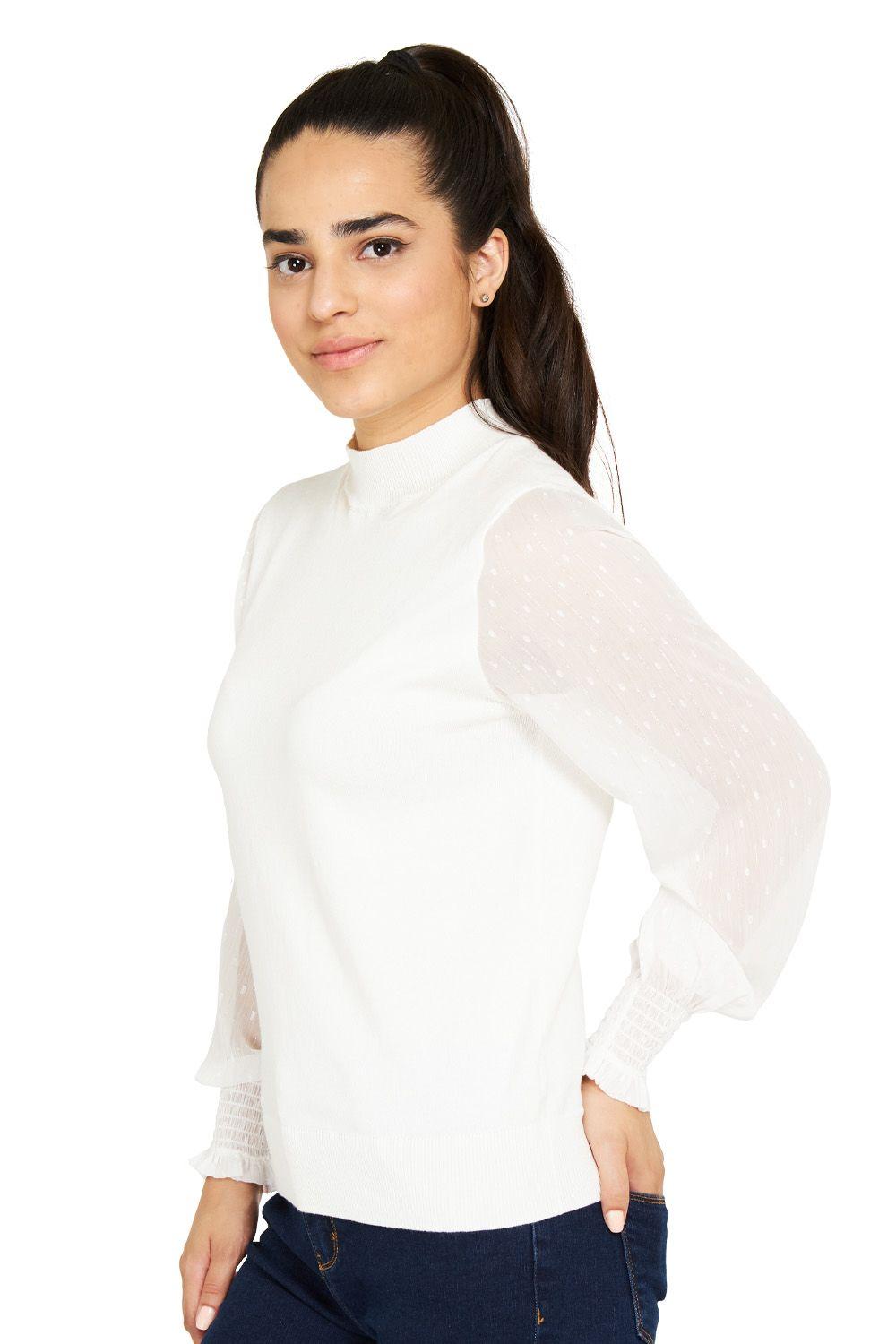 Sweater Manga Brillos Blanco Nicopoly-2