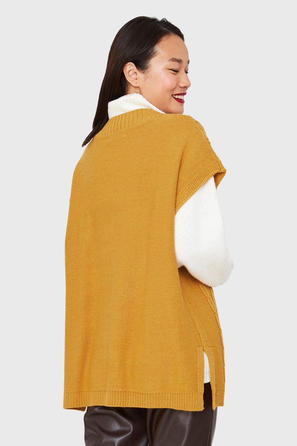 Chaleco Oversize Rombos Mostaza Nicopoly-3