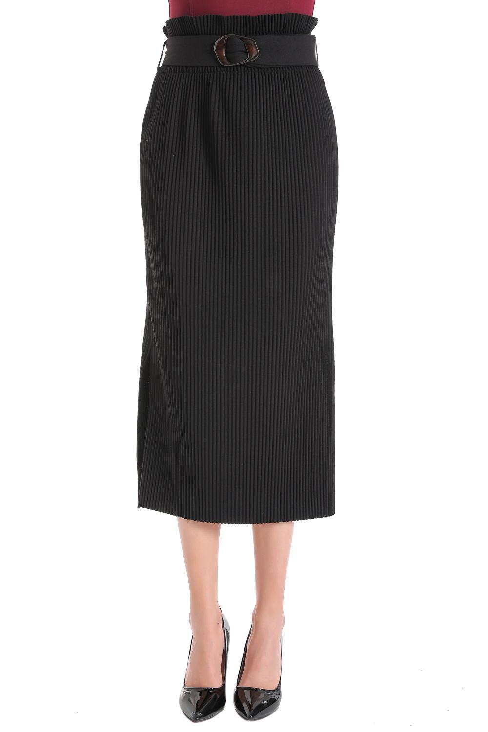 Falda Tubo Plisada Negro Nicopoly-0