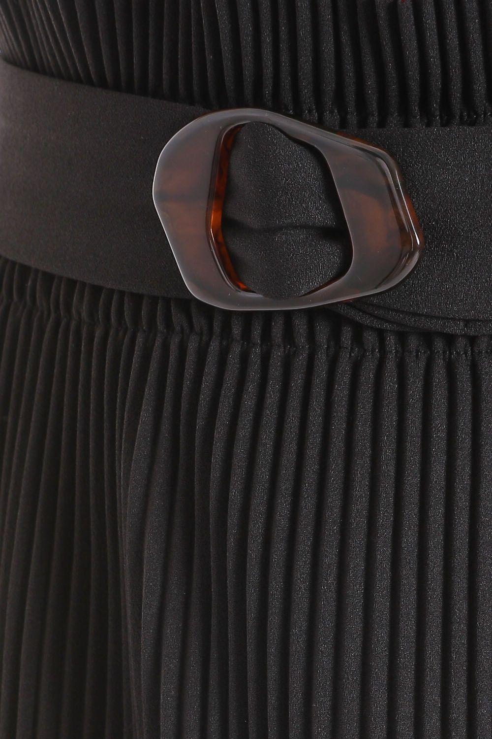 Falda Tubo Plisada Negro Nicopoly-3