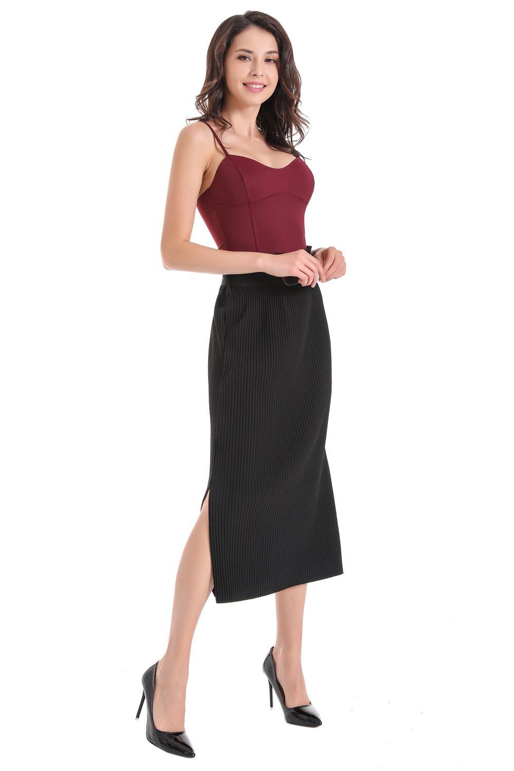 Falda Tubo Plisada Negro Nicopoly-1