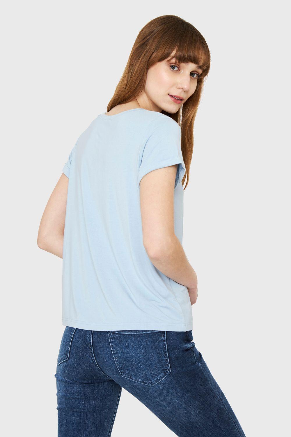 Polera Estampado Gatos Celeste Nicopoly-3