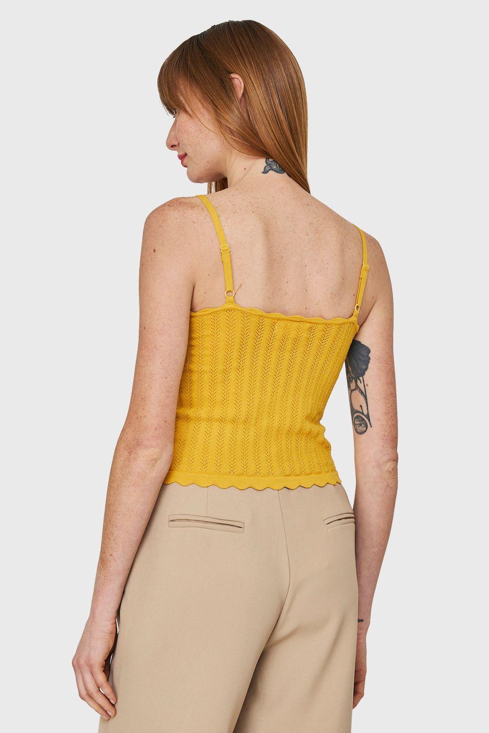 Polera Tipo Tejida Con Cinta Amarillo Nicopoly-3