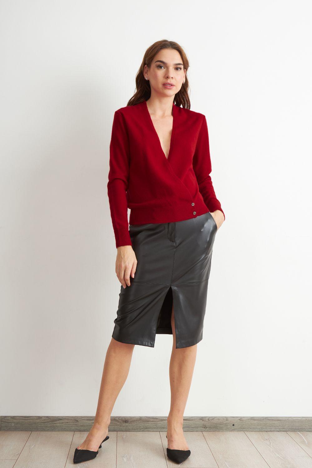 Sweater Cruzado con Botones Rojo Nicopoly-1