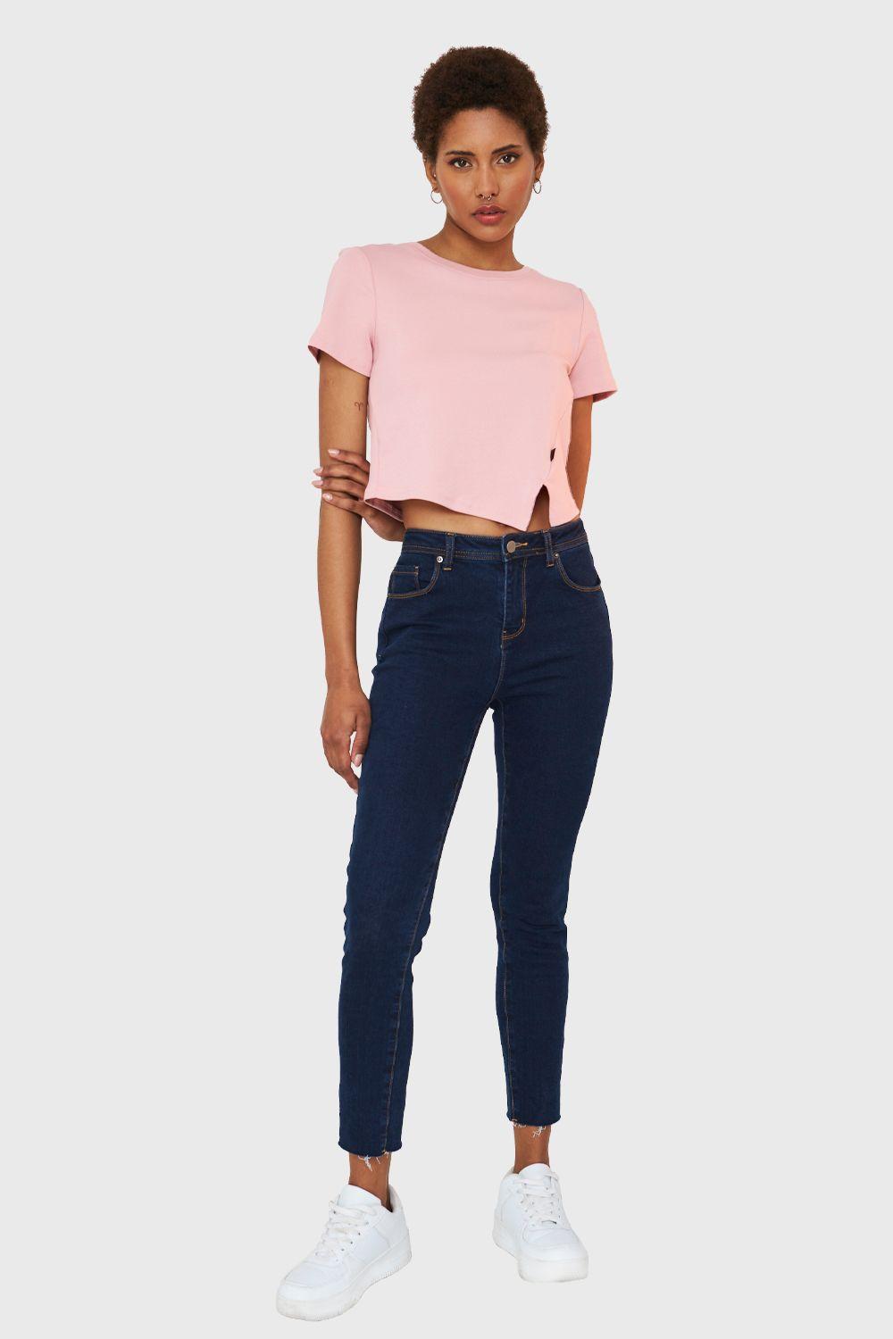 Polera Crop Etiqueta Fashion Rosa Nicopoly-1