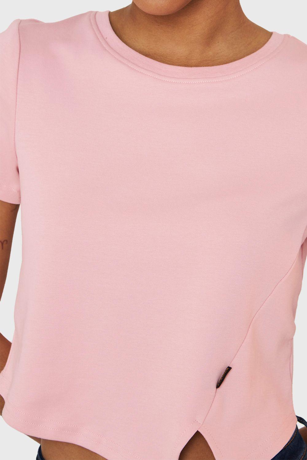 Polera Crop Etiqueta Fashion Rosa Nicopoly-5