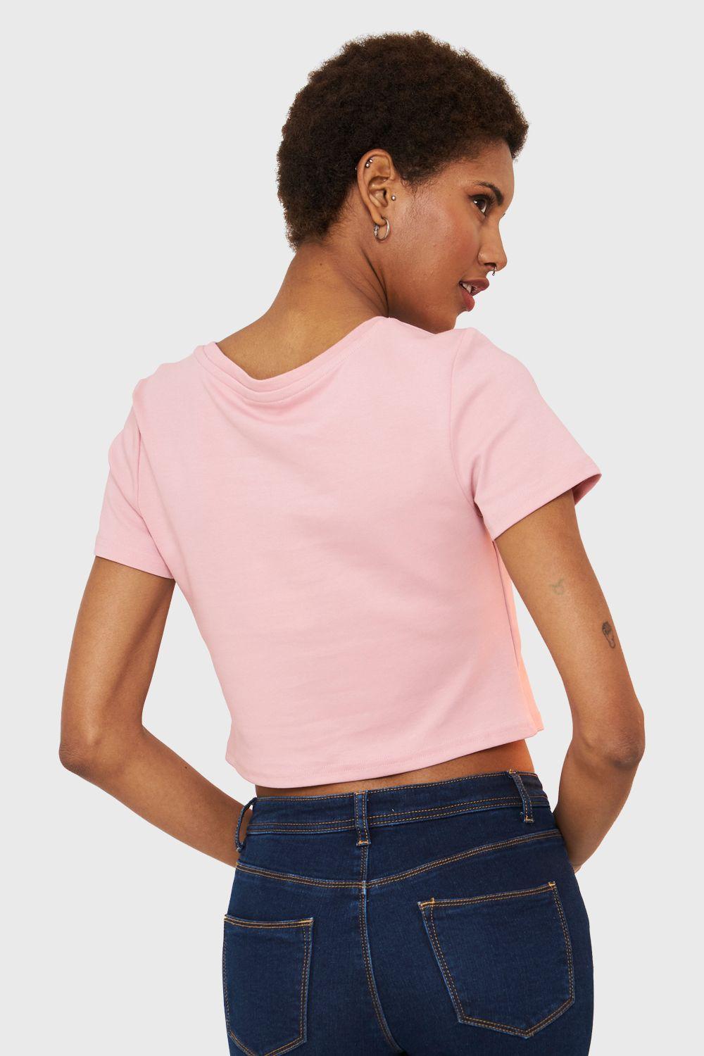 Polera Crop Etiqueta Fashion Rosa Nicopoly-3