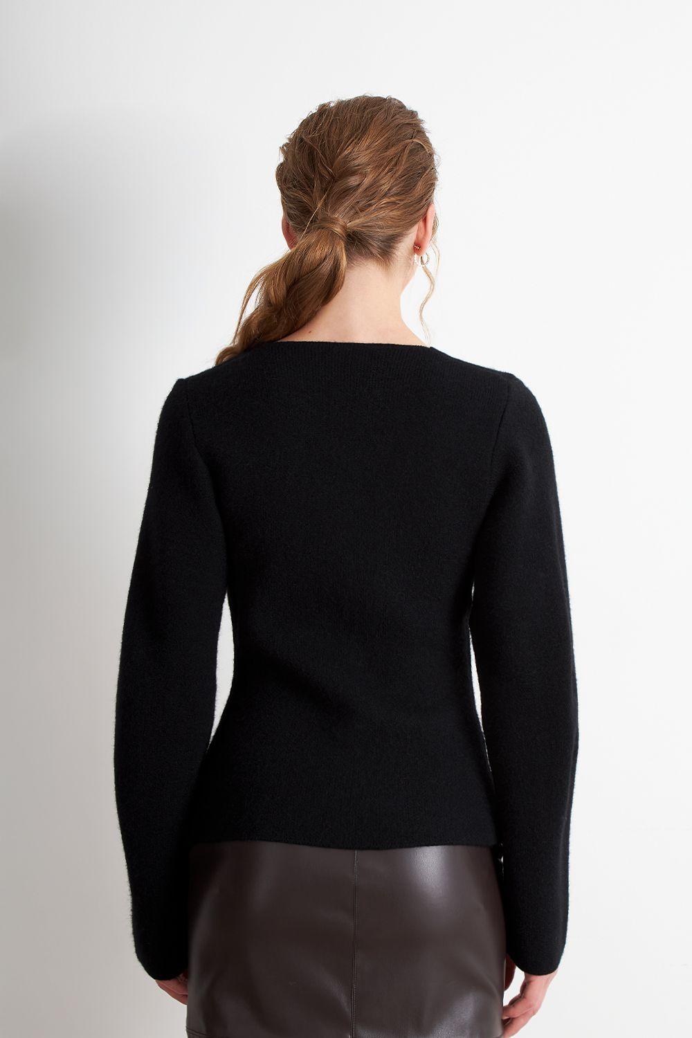 Cárdigan Manga Globo Negro Nicopoly-3