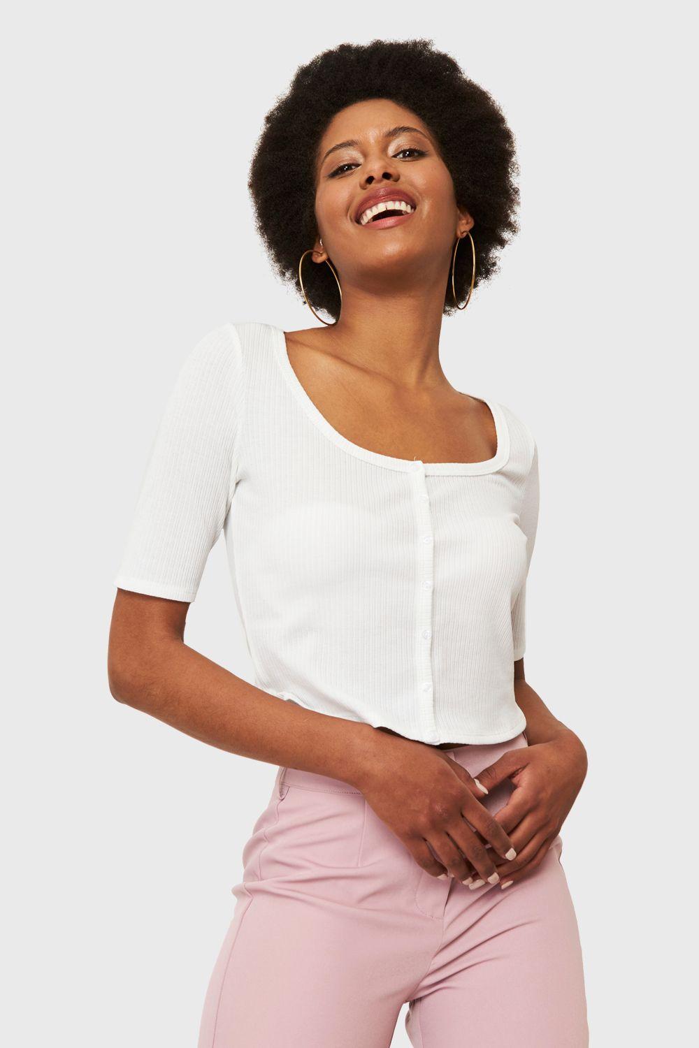 Crop Top Botones Blanco Nicopoly-4