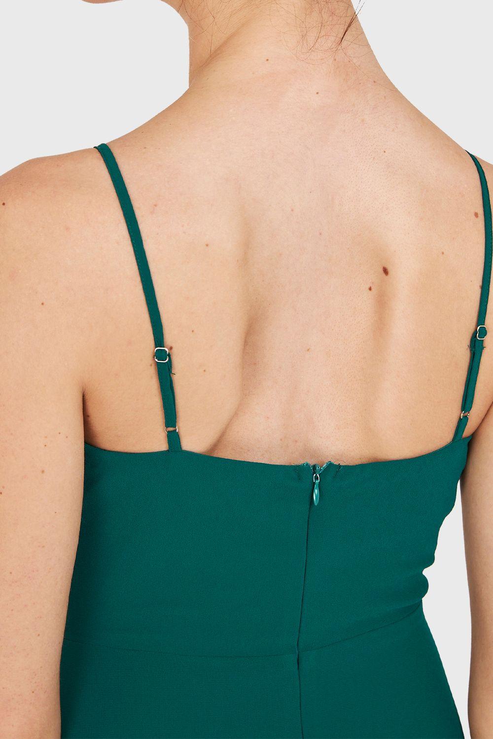 Maxi Vestido Detalle Nudo Verde Oscuro Nicopoly-5