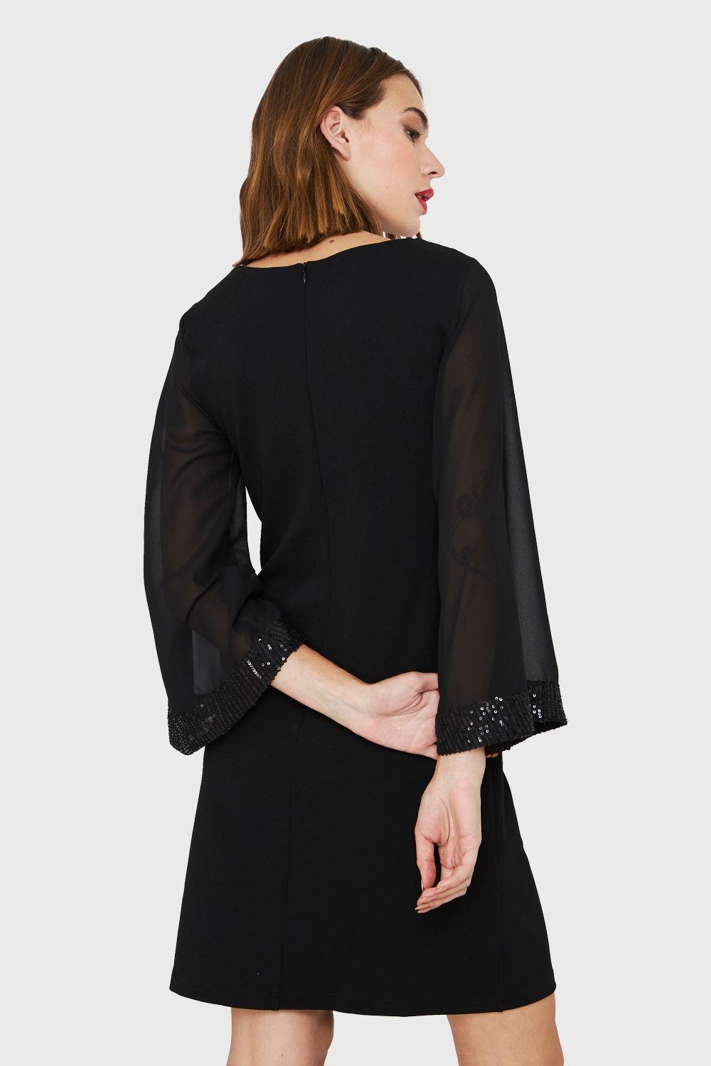 Vestido Manga Lentejuela Negro Nicopoly-3