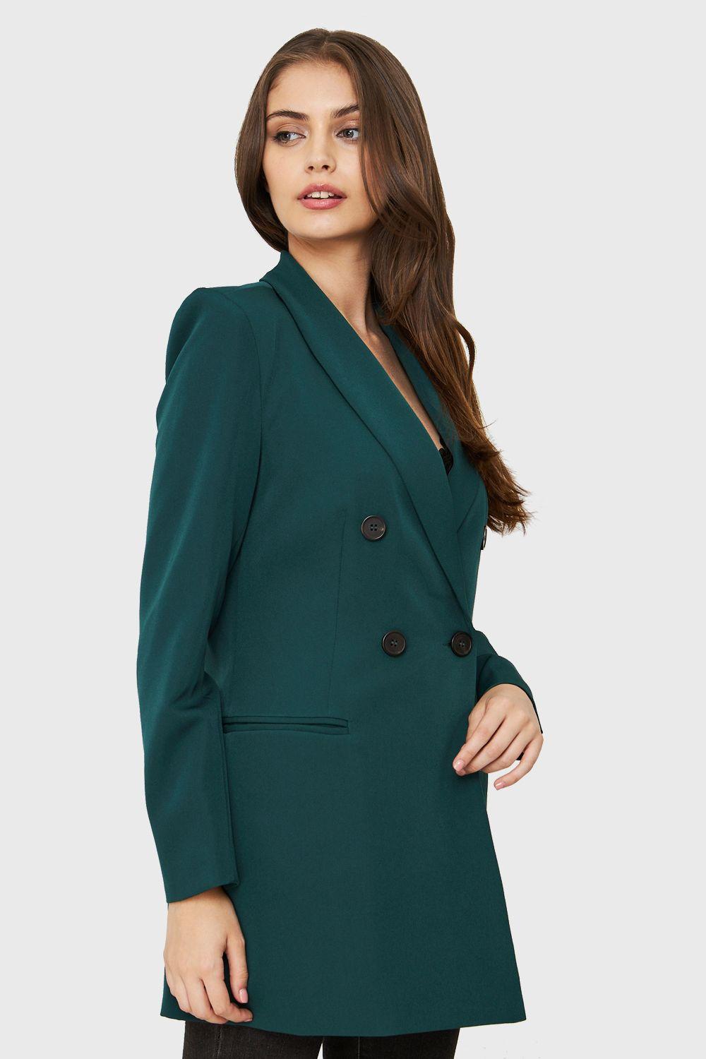 Blazer Largo Cuatro Botones Verde Oscuro Nicopoly-2