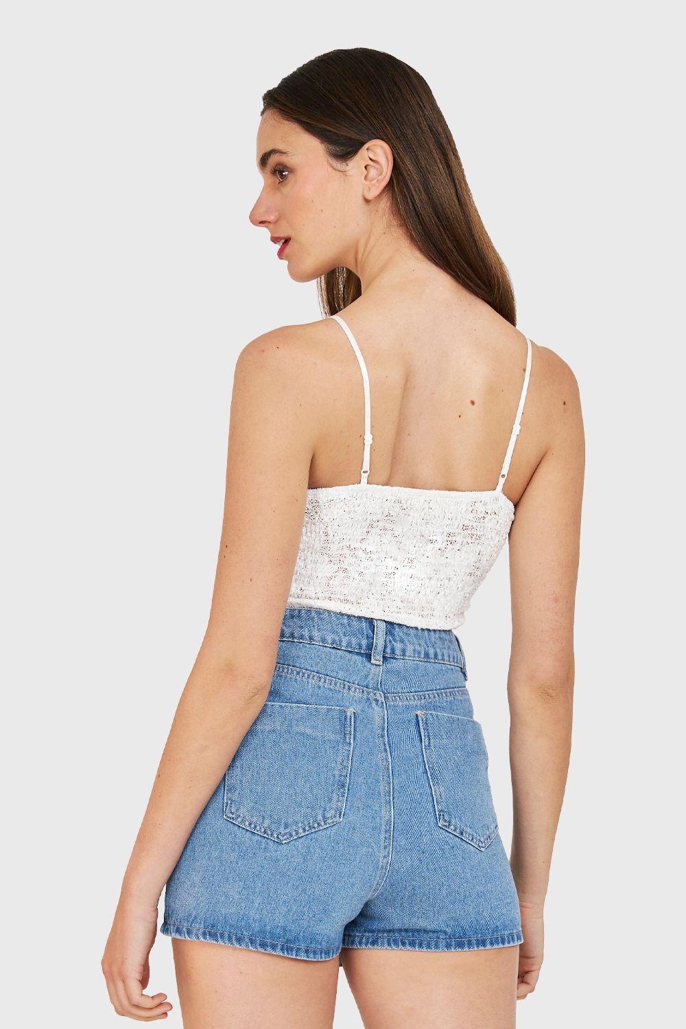 Crop Top Encaje Blanco Nicopoly-2