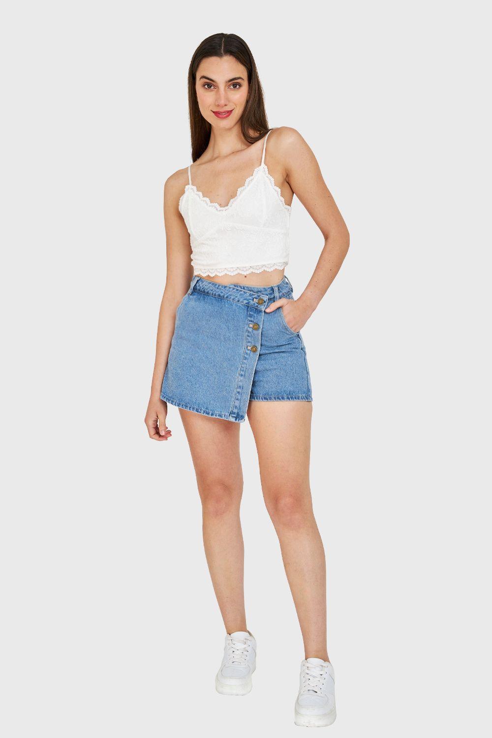Crop Top Encaje Blanco Nicopoly-1