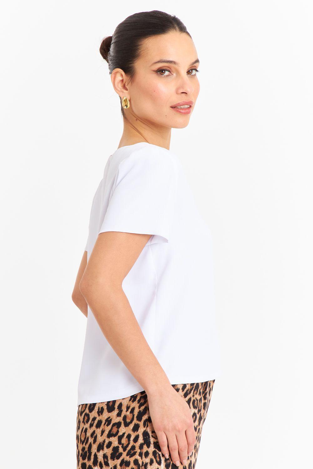 Blusa Cuello V Tipo Gasa Blanco Nicopoly-2