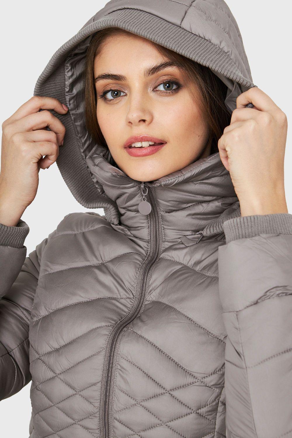 Parka Larga Acolchada Gris Nicopoly-5