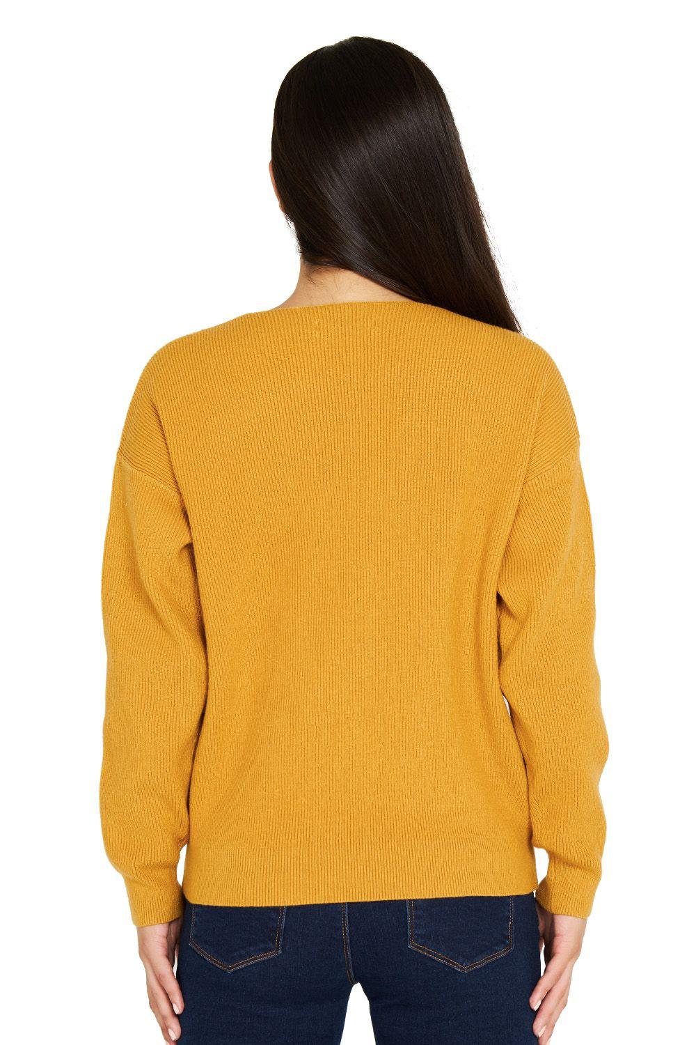 Sweater Cuello V Mostaza Nicopoly-3