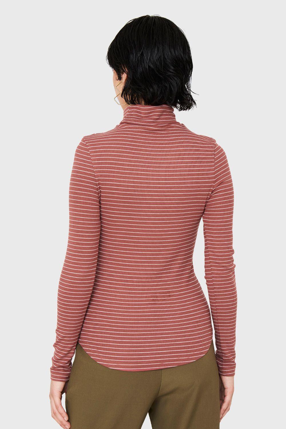 Polera Beatle Básica Rayas Terracota Nicopoly-3