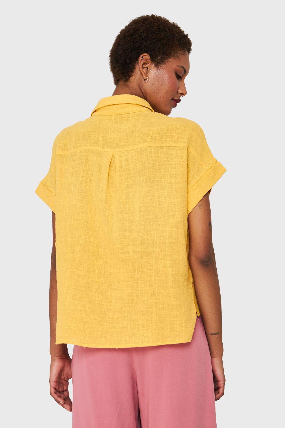 Camisa Bolsillo Manga Corta Amarillo Nicopoly-3