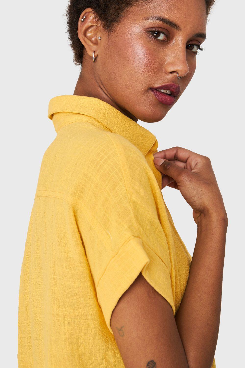 Camisa Bolsillo Manga Corta Amarillo Nicopoly-5