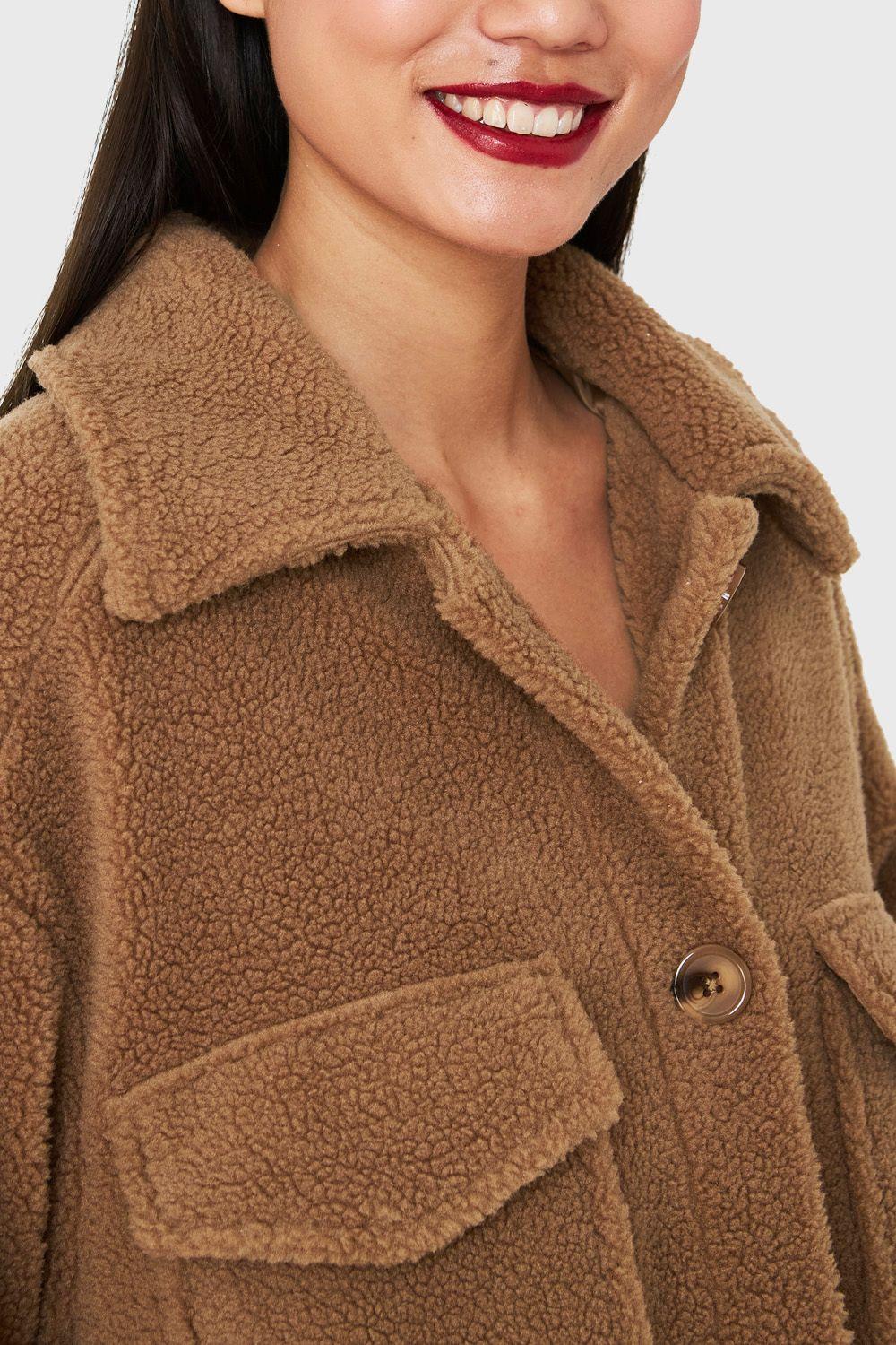 Abrigo Teddy Bolsillos Camel Nicopoly-5