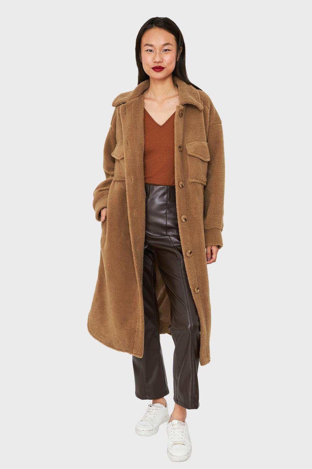 Abrigo Teddy Bolsillos Camel Nicopoly-1