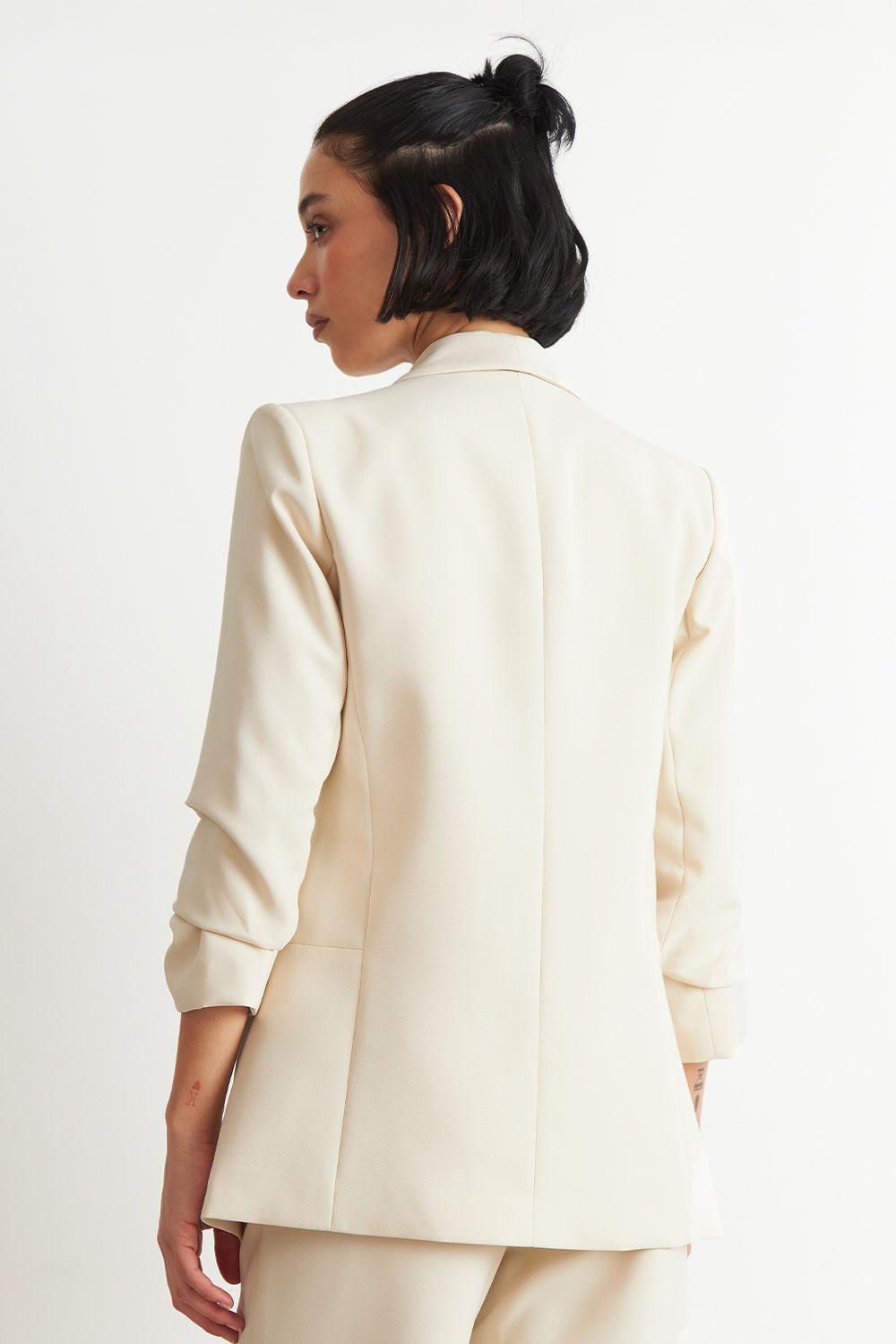 Blazer Manga 3/4 Ajustado con Solapas Blanco Nicopoly-3