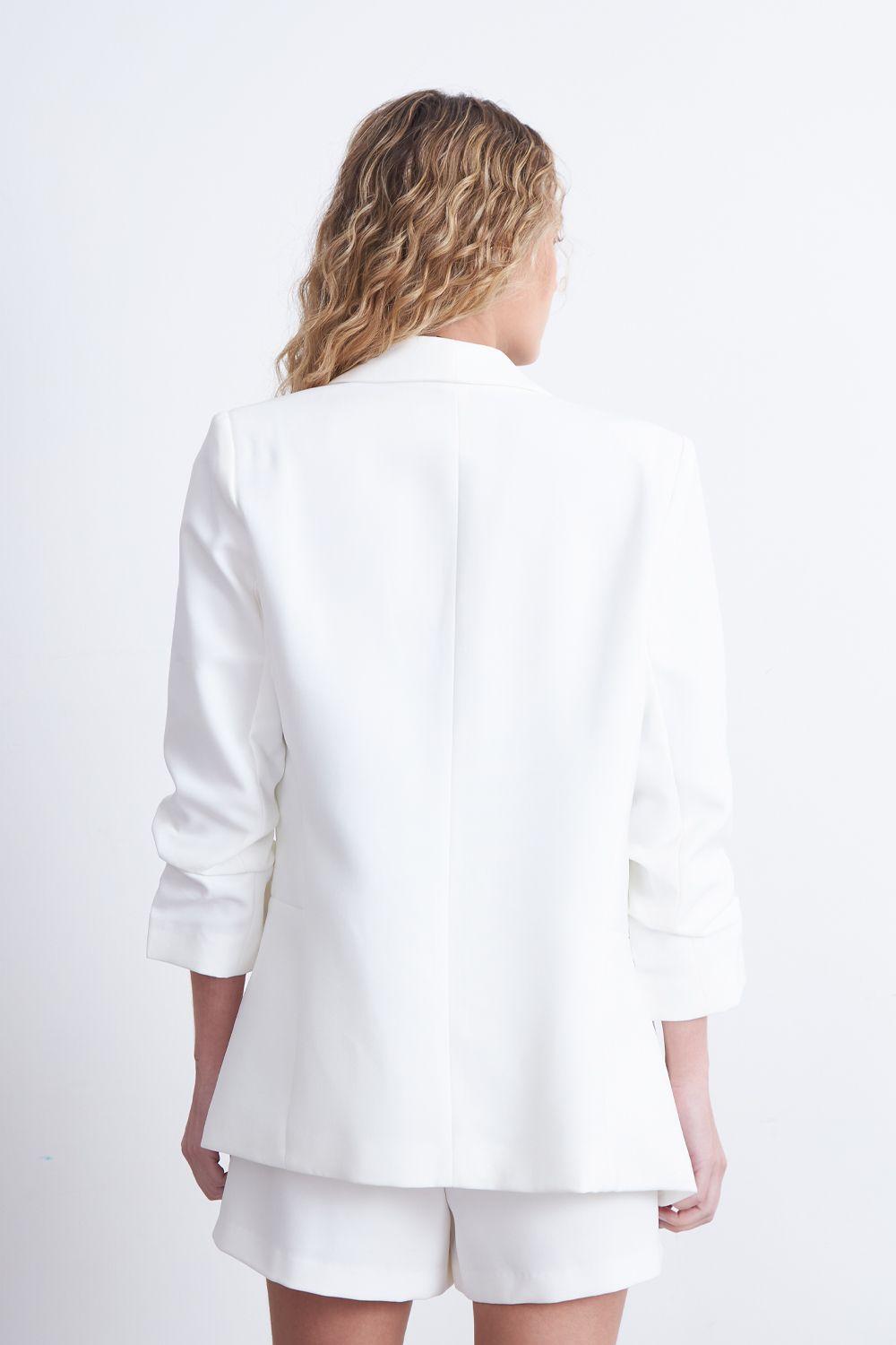 Blazer Manga 3/4 Ajustado con Solapas Blanco Nicopoly-3