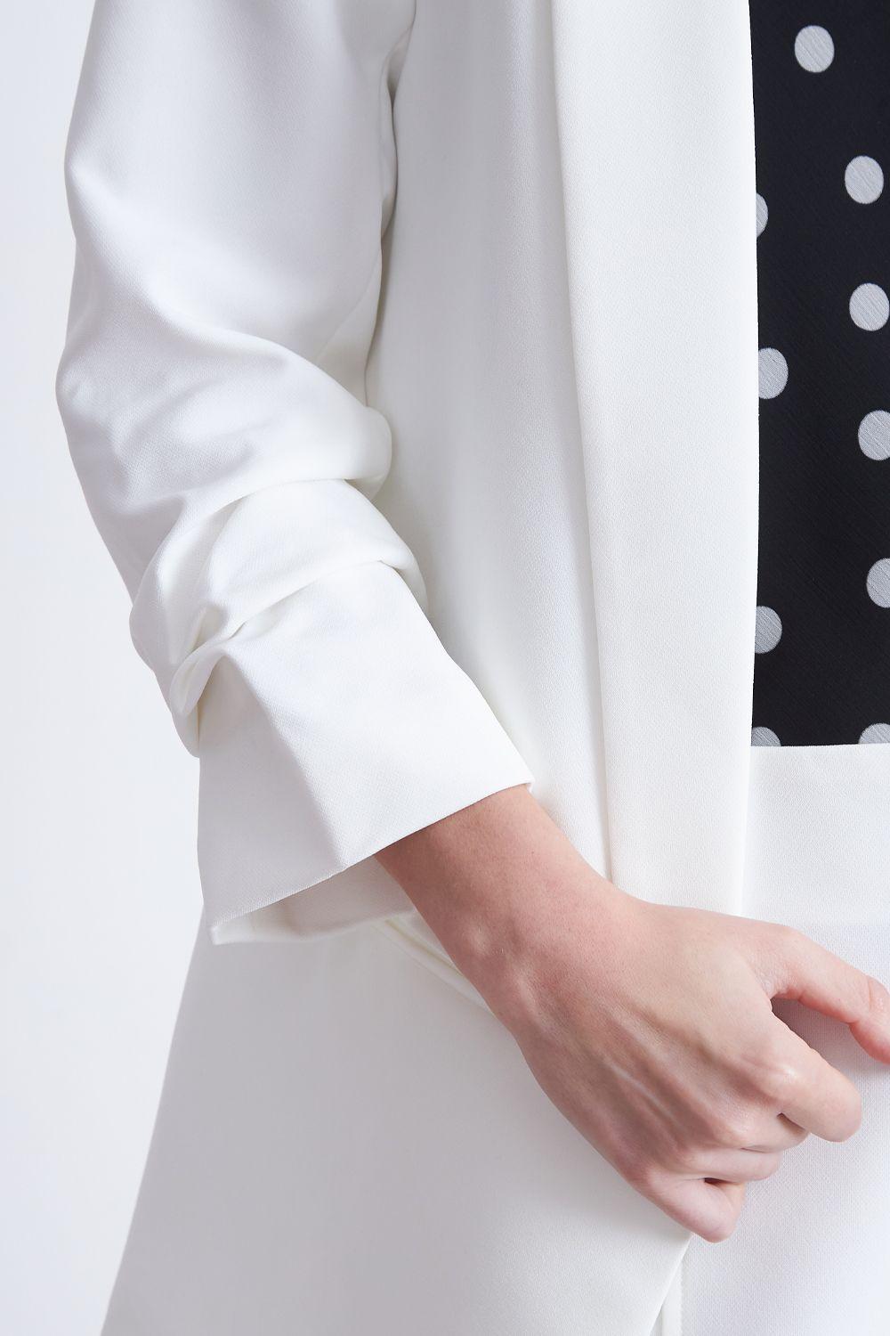 Blazer Manga 3/4 Ajustado con Solapas Blanco Nicopoly-6