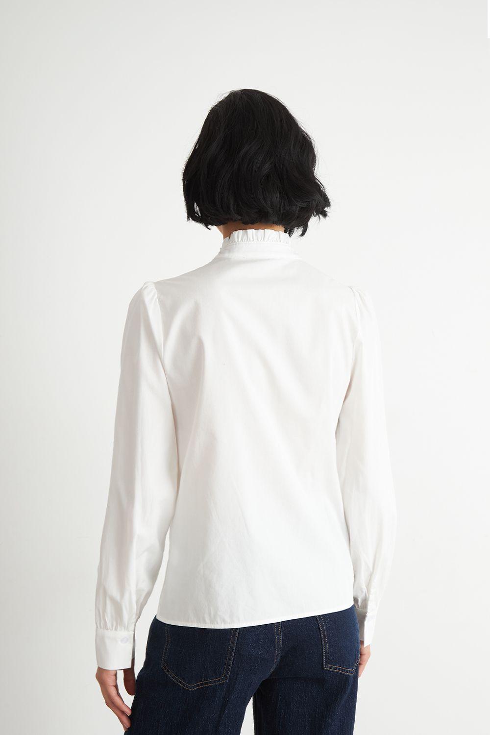 Blusa Cuello Mao Manga Globo Blanco Nicopoly-3